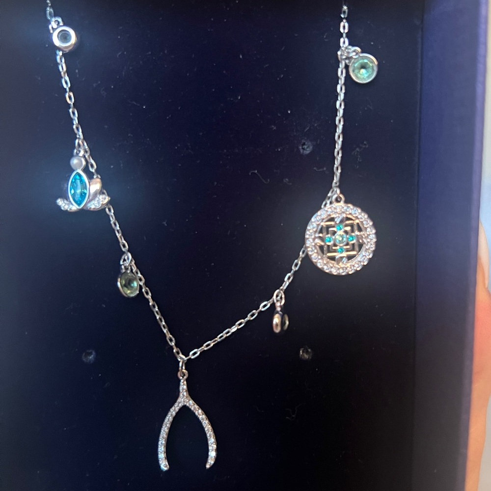 SWAROVSKI symbolic silver charm necklace in “WISHBONE” Rhodium plated